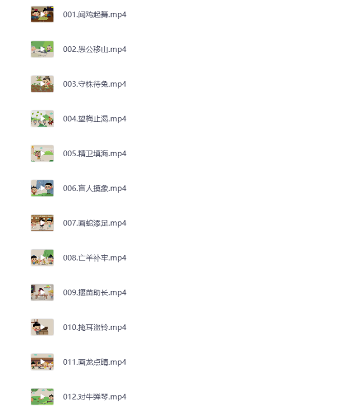 幼儿启蒙 讲给孩子的成语故事100集 视频动画 打包下载-悦享资源