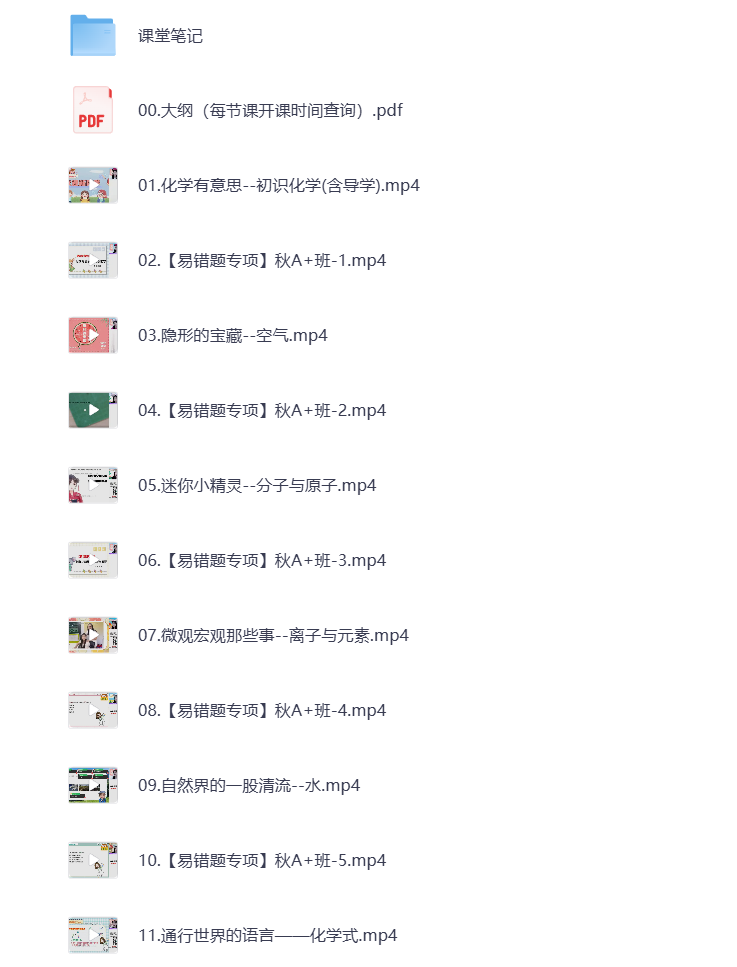图片[1]-初中教辅 2024初三化学 秋季上 视频课+课堂笔记 打包下载