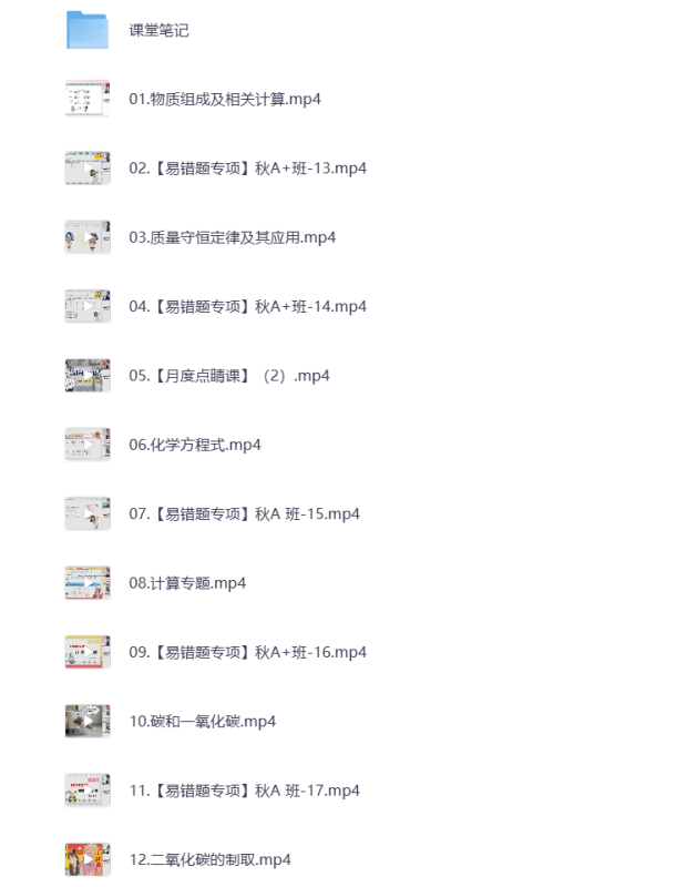 初中教辅 2024初三化学 秋季下 视频课+课堂笔记 打包下载-悦享资源