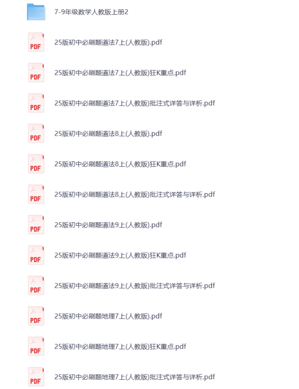 2025版《初中必刷题》7-9年级 全科多版 打包下载-悦享资源