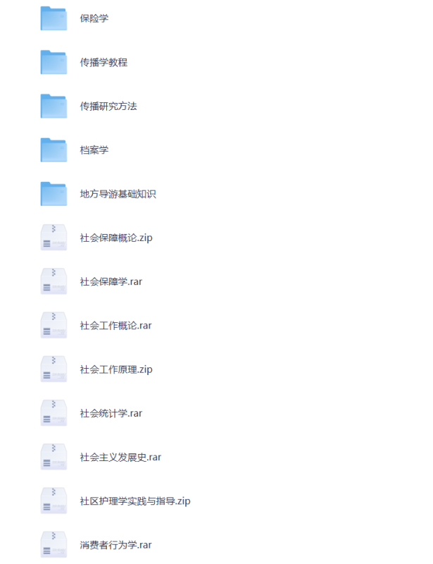 大学期末复习 社会学 保险学 档案学 传播学 行为学 学科资料 打包下载-悦享资源
