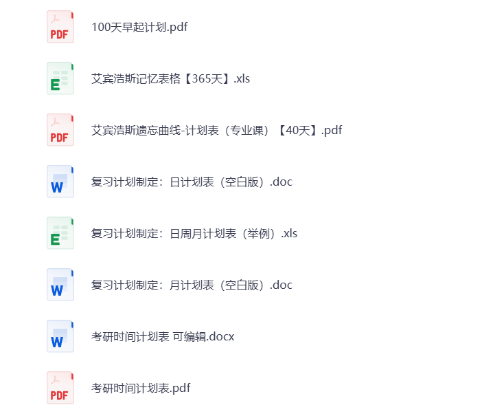 考研计划表 复习计划制定-悦享资源
