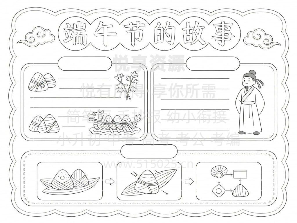 图片[3]-传统节日 端午节的故事 儿童校园手抄报模板 小学必备 可直接打印