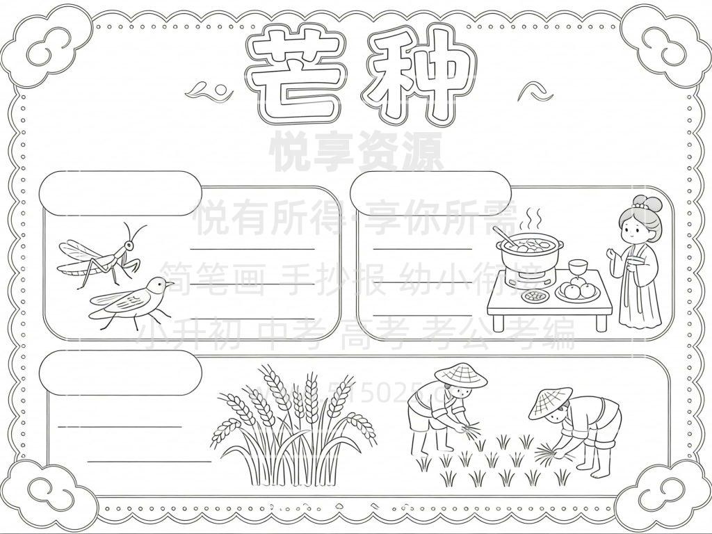 图片[3]-芒种 儿童校园手抄报模板 小学必备 可直接打印