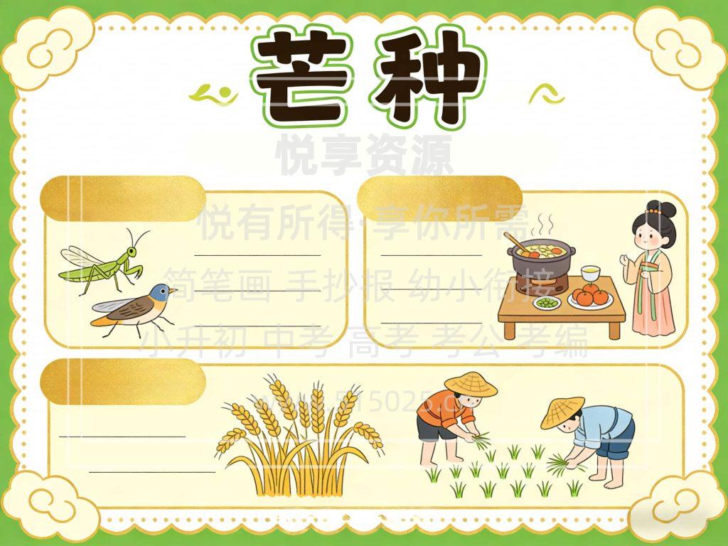 图片[2]-芒种 儿童校园手抄报模板 小学必备 可直接打印