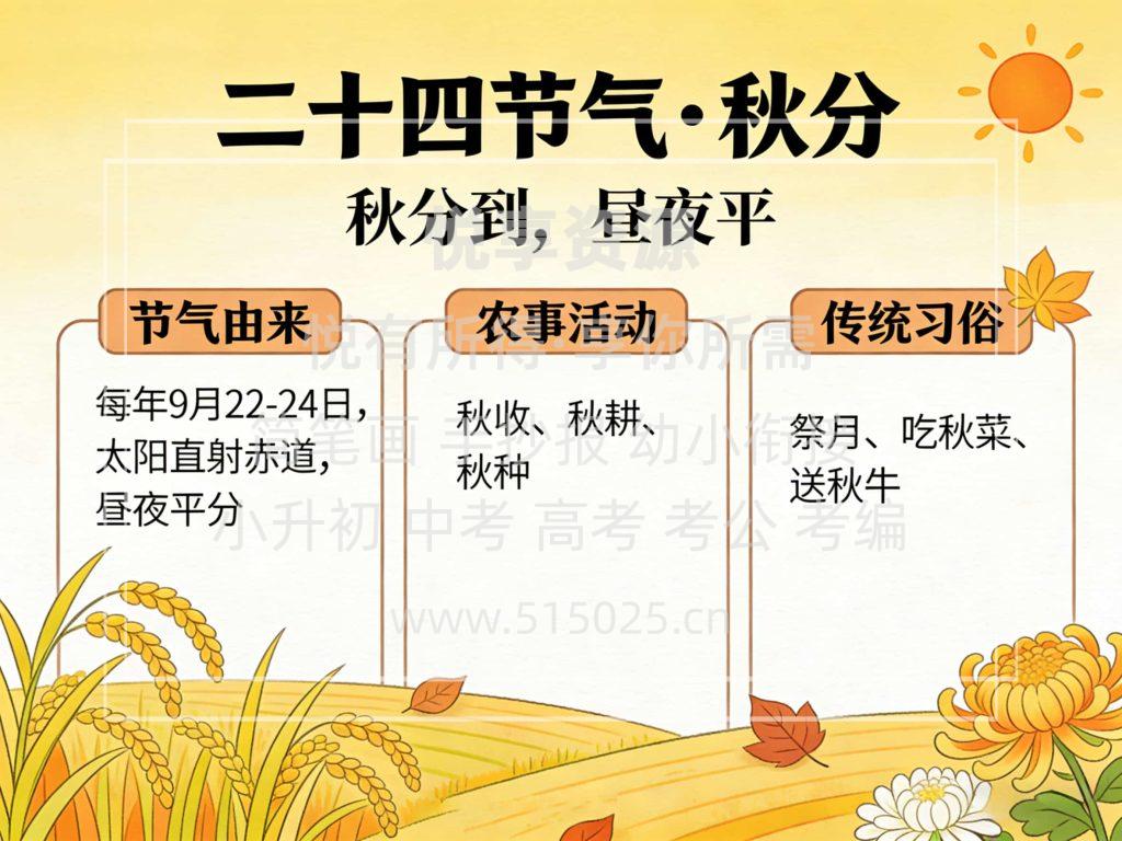 图片[1]-二十四节气 秋分 儿童校园手抄报模板 小学必备 可直接打印