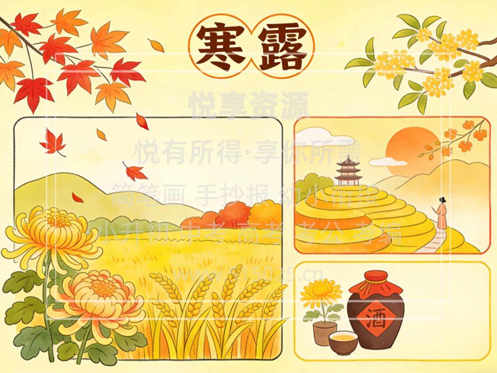 图片[2]-寒露 二十四节气 儿童校园手抄报模板 小学必备 可直接打印