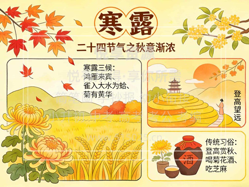 图片[1]-寒露 二十四节气 儿童校园手抄报模板 小学必备 可直接打印