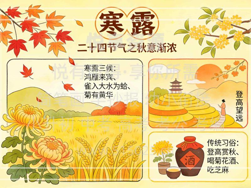 寒露 二十四节气 儿童校园手抄报模板 小学必备 可直接打印-悦享资源