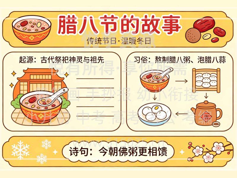 腊八节的故事-儿童校园手抄报模板 小学必备 可直接打印-悦享资源