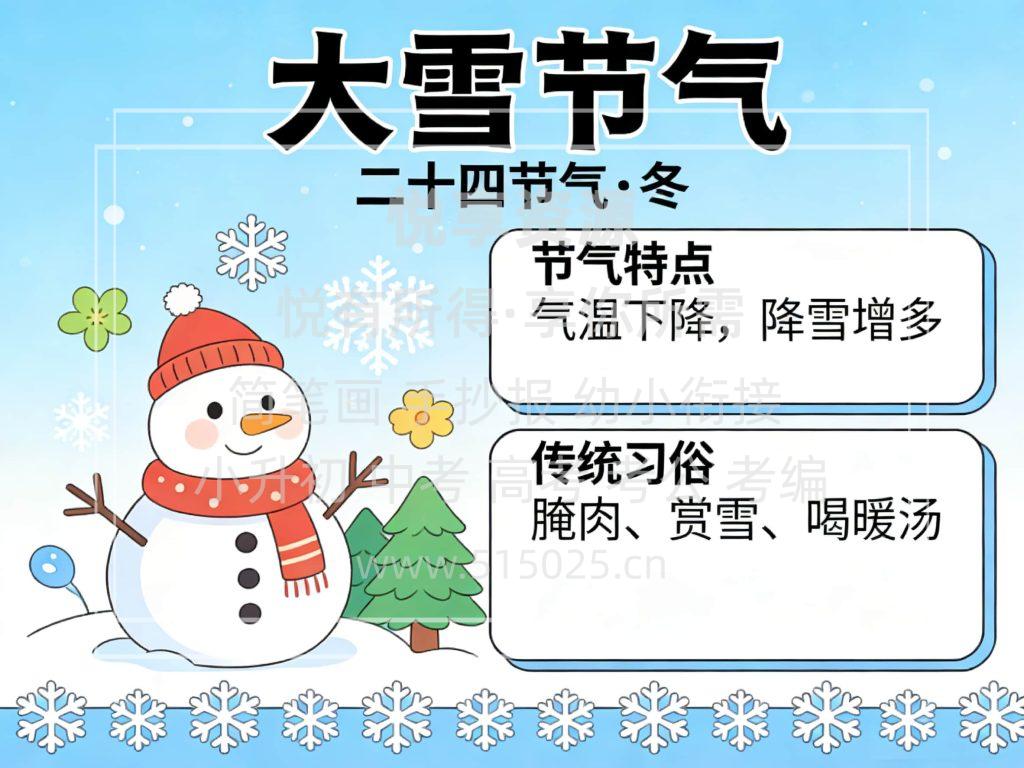 图片[1]-大雪节气 儿童校园手抄报模板 小学必备 可直接打印