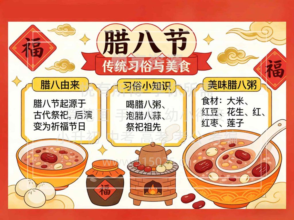 图片[1]-腊八节 儿童校园手抄报模板 小学必备 可直接打印