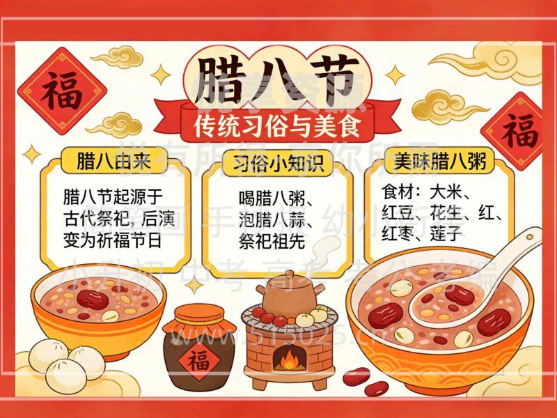 腊八节 儿童校园手抄报模板 小学必备 可直接打印-悦享资源