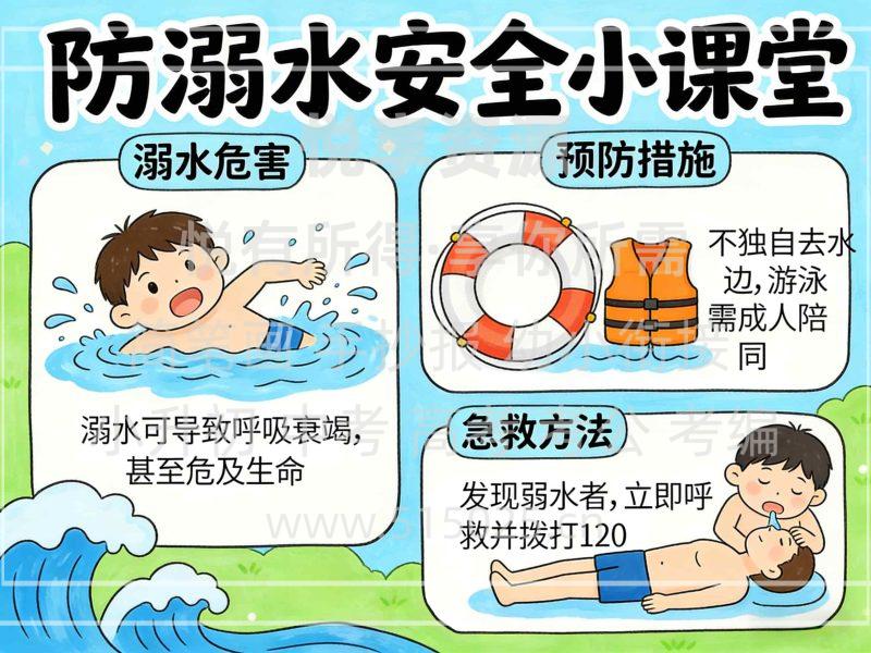 防溺水安全小课堂 儿童校园手抄报模板 小学必备 可直接打印-悦享资源