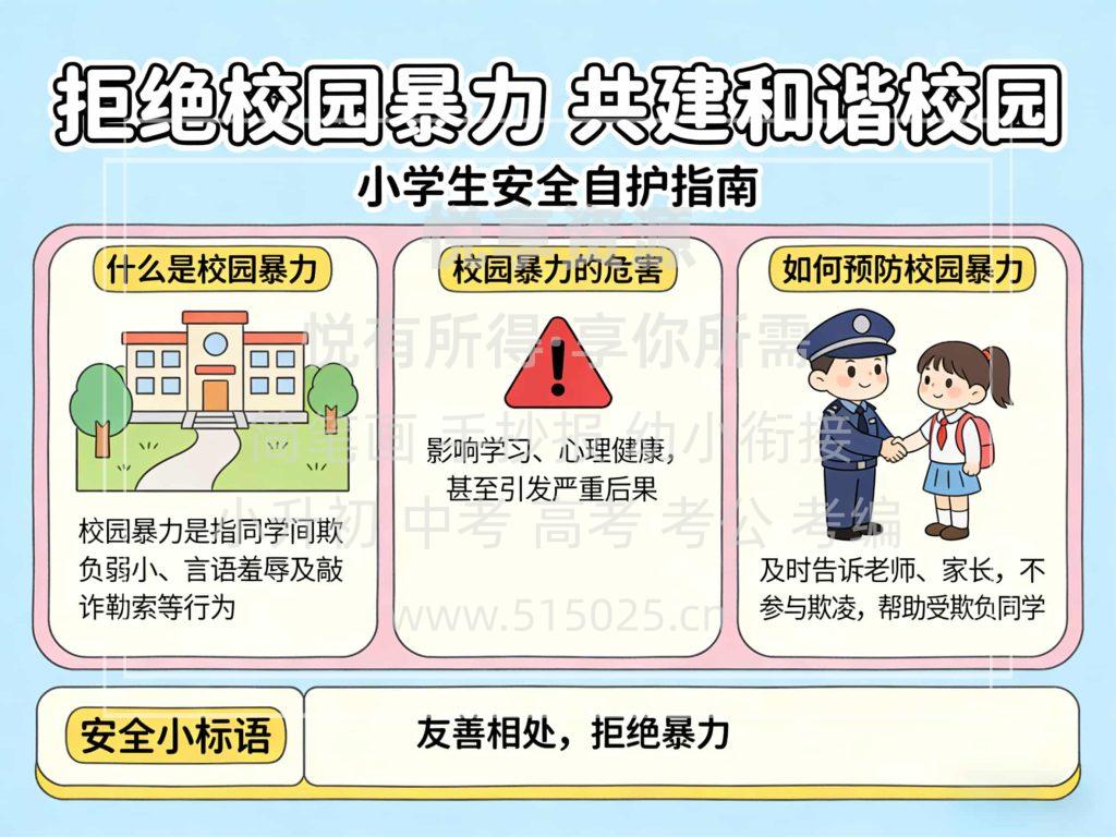 图片[1]-拒绝校园暴力 共建和谐校园 儿童校园手抄报模板 小学必备 可直接打印