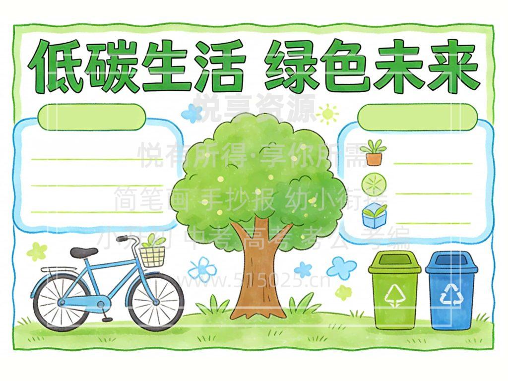 图片[2]-环保主题 低碳生活 绿色未来 儿童校园手抄报模板 小学必备 可直接打印