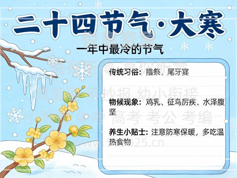 二十四节气 大寒 儿童校园手抄报模板 小学必备 可直接打印-悦享资源