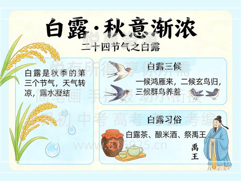 节气主题 白露 秋意渐浓 儿童校园手抄报模板 小学必备 可直接打印-悦享资源