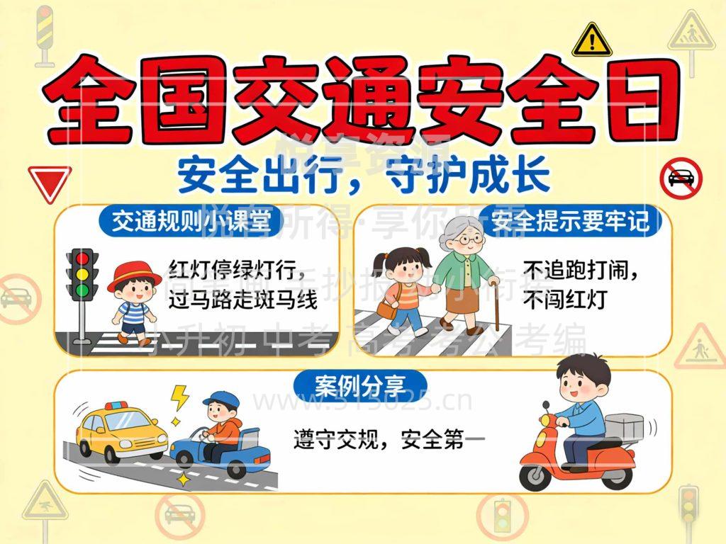 图片[1]-全国交通安全日 儿童校园手抄报模板 小学必备 可直接打印