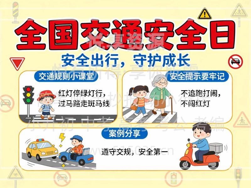 全国交通安全日 儿童校园手抄报模板 小学必备 可直接打印-悦享资源