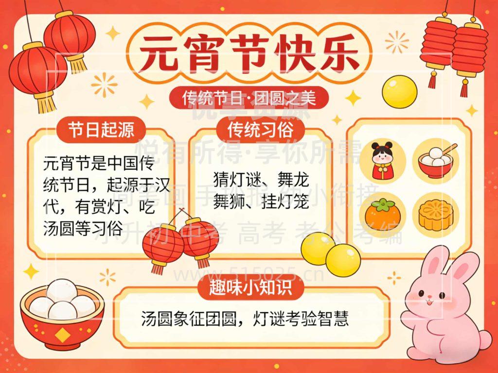 图片[1]-元宵节快乐 儿童校园手抄报模板 小学必备 可直接打印