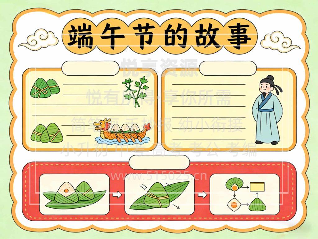 图片[2]-传统节日 端午节的故事 儿童校园手抄报模板 小学必备 可直接打印