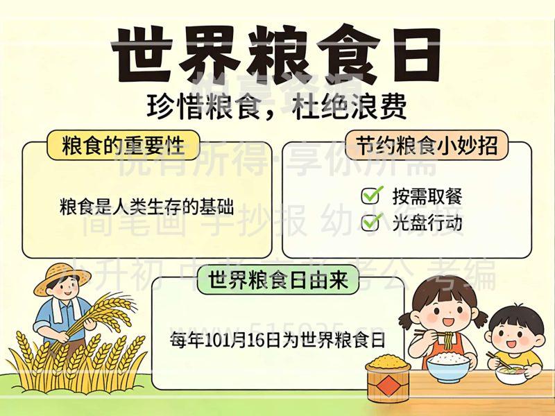 世界粮食日 儿童校园手抄报模板 小学必备 可直接打印-悦享资源