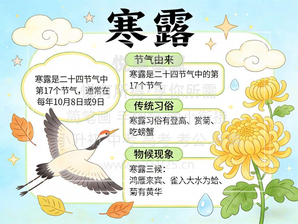 图片[1]-寒露 节气 儿童校园手抄报模板 小学必备 可直接打印