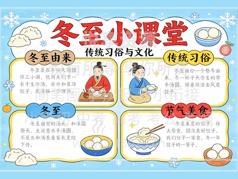 冬至小课堂 儿童校园手抄报模板 小学必备 可直接打印-悦享资源