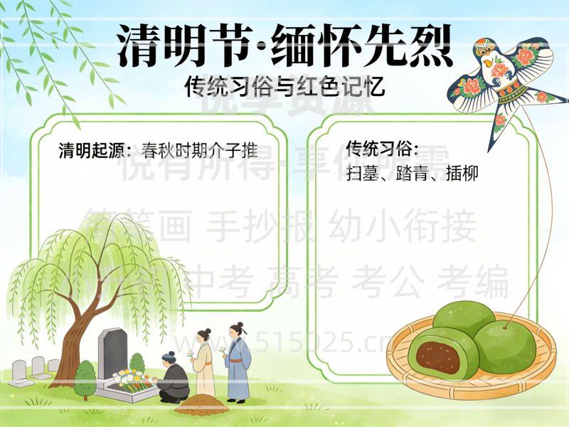 清明节 缅怀先烈 儿童校园手抄报模板 小学必备 可直接打印-悦享资源