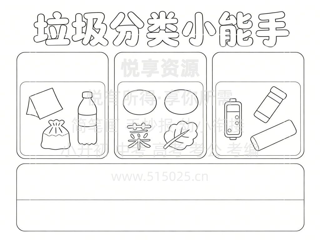 图片[3]-垃圾分类小能手 儿童校园手抄报模板 小学必备 可直接打印