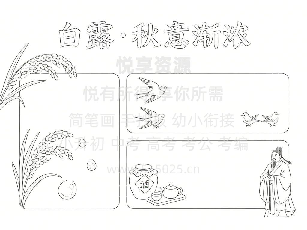 图片[3]-节气主题 白露 秋意渐浓 儿童校园手抄报模板 小学必备 可直接打印