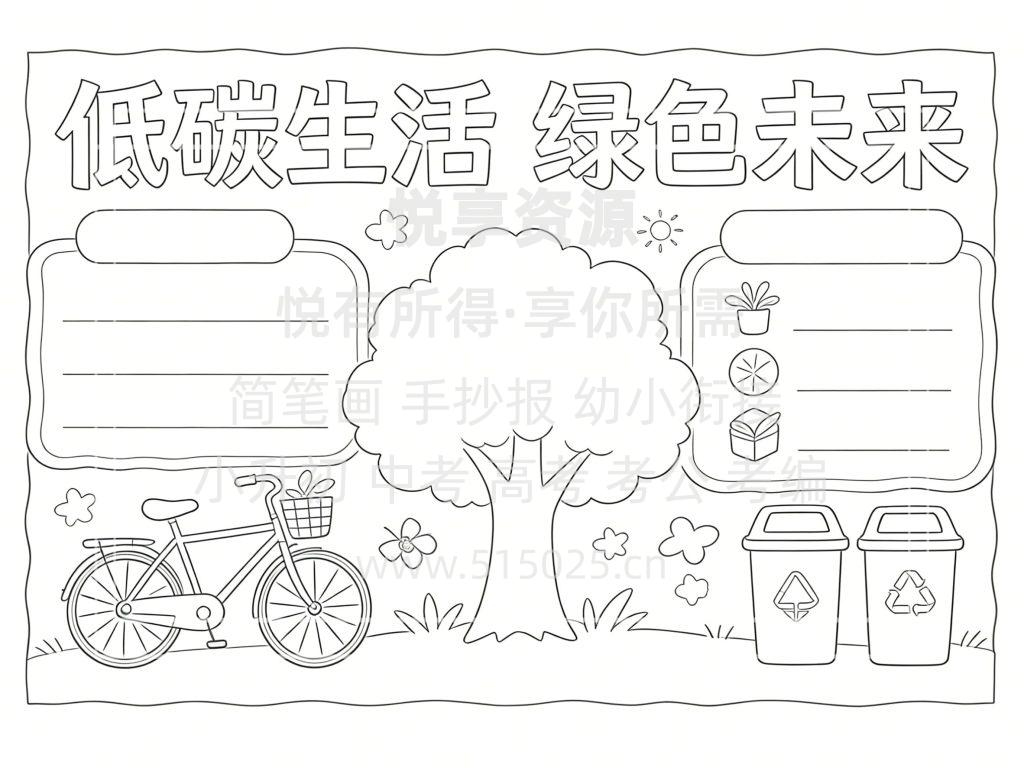 图片[3]-环保主题 低碳生活 绿色未来 儿童校园手抄报模板 小学必备 可直接打印