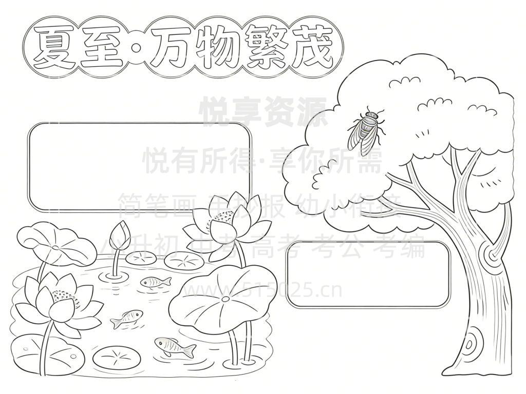 图片[3]-夏至 万物繁茂 儿童校园手抄报模板 小学必备 可直接打印
